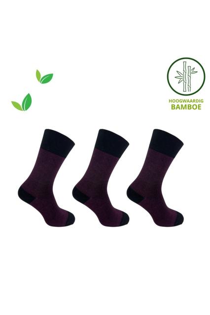 Sokken Heren Classic Bamboe Set van 3 paar aubergine