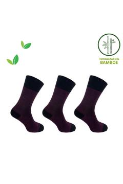 Sokken Heren Classic Bamboe Set van 3 paar aubergine | heren sokken | 9146