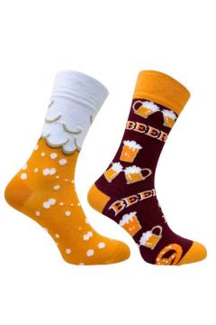 Bier Cadeau Sokken Biersokken Heren & Dames Geel - Bruin | cool socks | 9415