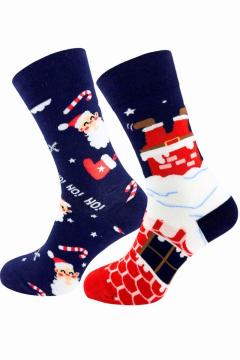 Kerstsokken - Heren - Dames Sokken - Socks - Blauw - Rood | kerstsokken | 9622