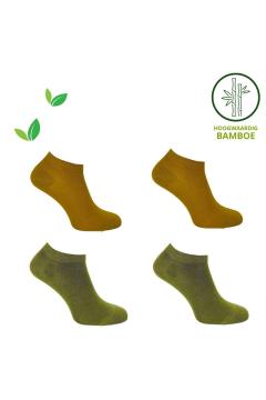 Bamboe Sokken Dames 4 paar groen-okergeel | dames sokken | 9523